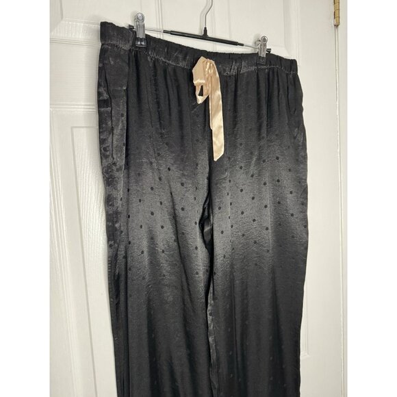 Victoria's Secret Women's Size XL Satin Silky Black Dots Pajama Set Pink Accent - Picture 7 of 9